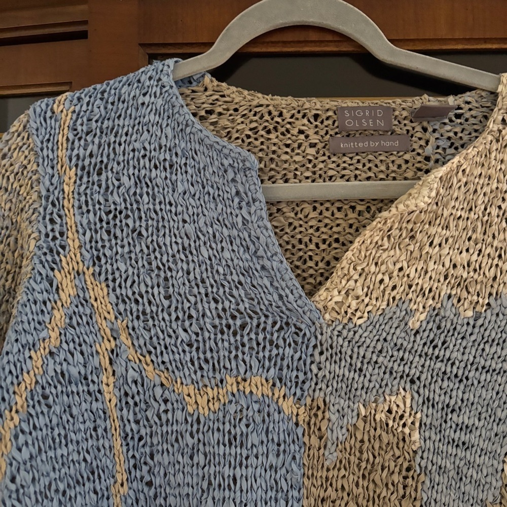 Sigrid Olsen Hand Knit Silk V Neck Sweater Size XS - Picture 4 of 7